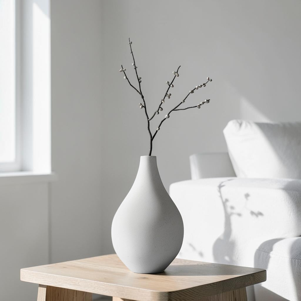 Xovila Minimalist Nordic Ceramic Vase - Matte White Abstract Flower Pot for Home Decor