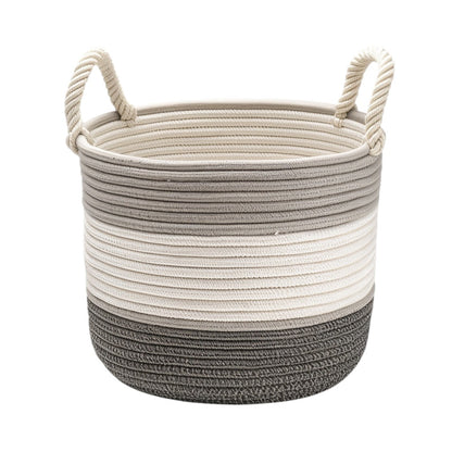 Xovila Woven Cotton Rope Storage Basket - Large Decorative Organizer with Handles for Blankets and Toys