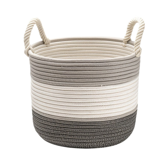 Xovila Woven Cotton Rope Storage Basket - Large Decorative Organizer with Handles for Blankets and Toys